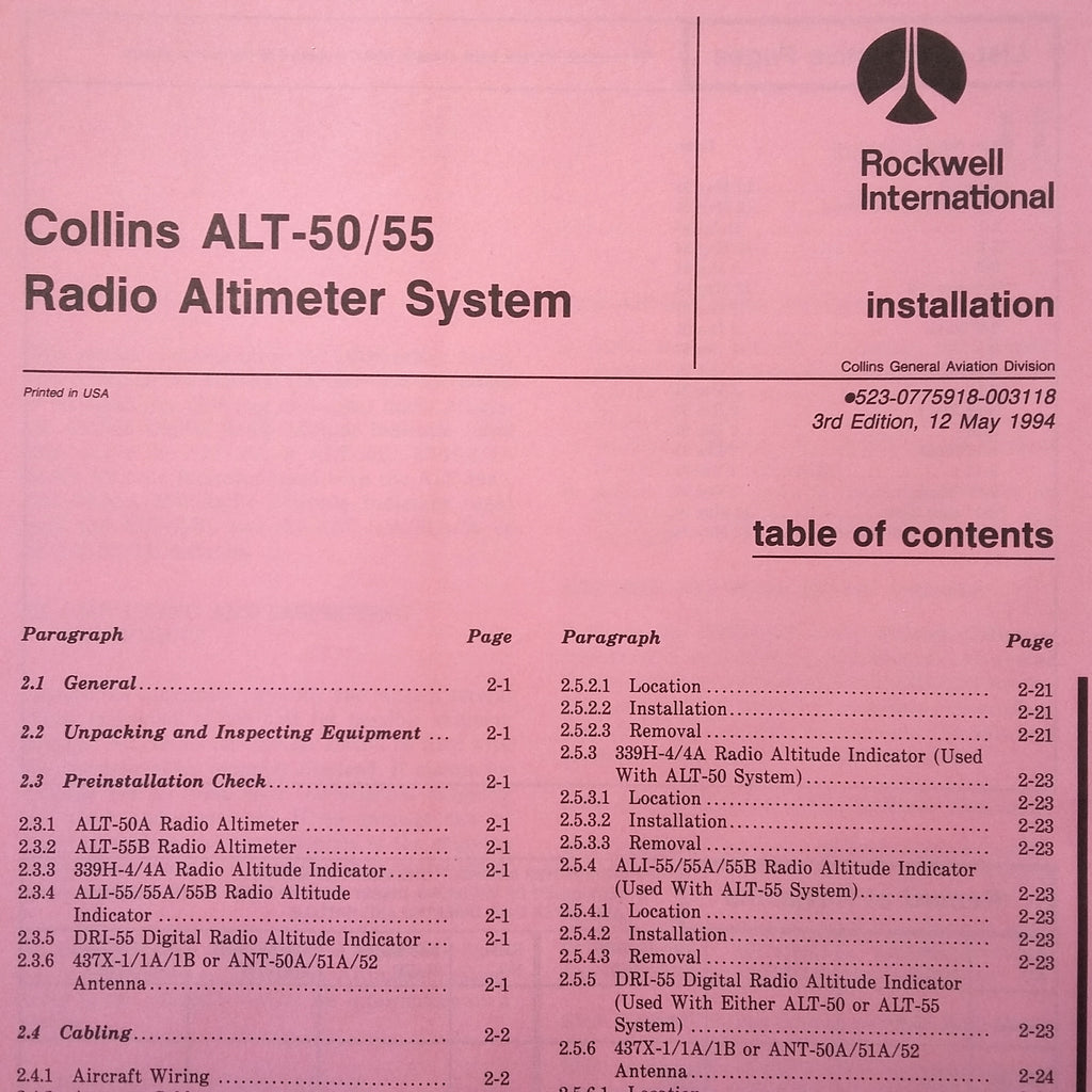 Collins ALT 50/55 install manual.