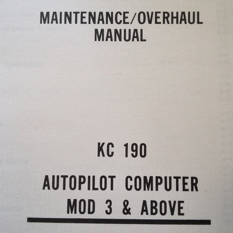 King KC 190 Autopilot Computer Mod 3 & Above Service Manual.