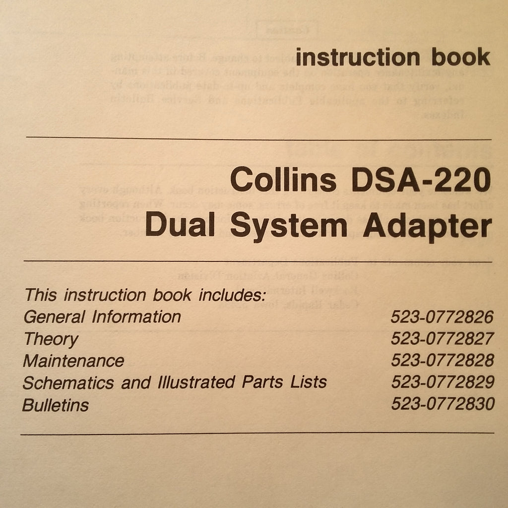 Collins DSA-220 Dual System Adapter Service Manual.