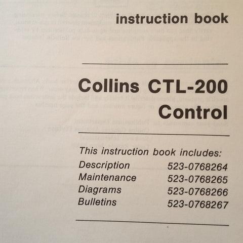 Collins CTL-200 Control Service Manual.