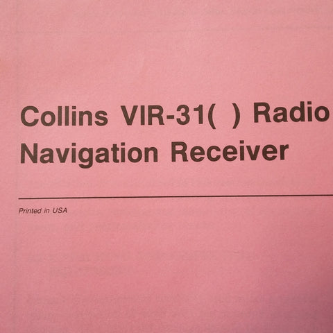 Collins VIR-31 Nav Radio Install Manual.