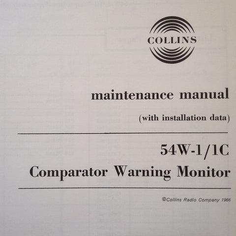 Collins 54W-1 and 54W-1C Install Manual.