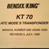 King KT 70 Transponder Service Manual.