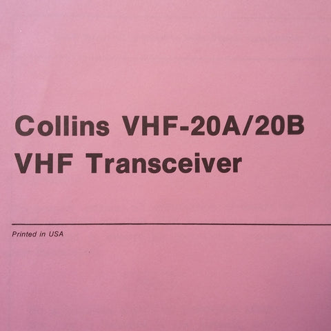 Collins VHF-20A and 20B Install Manual.