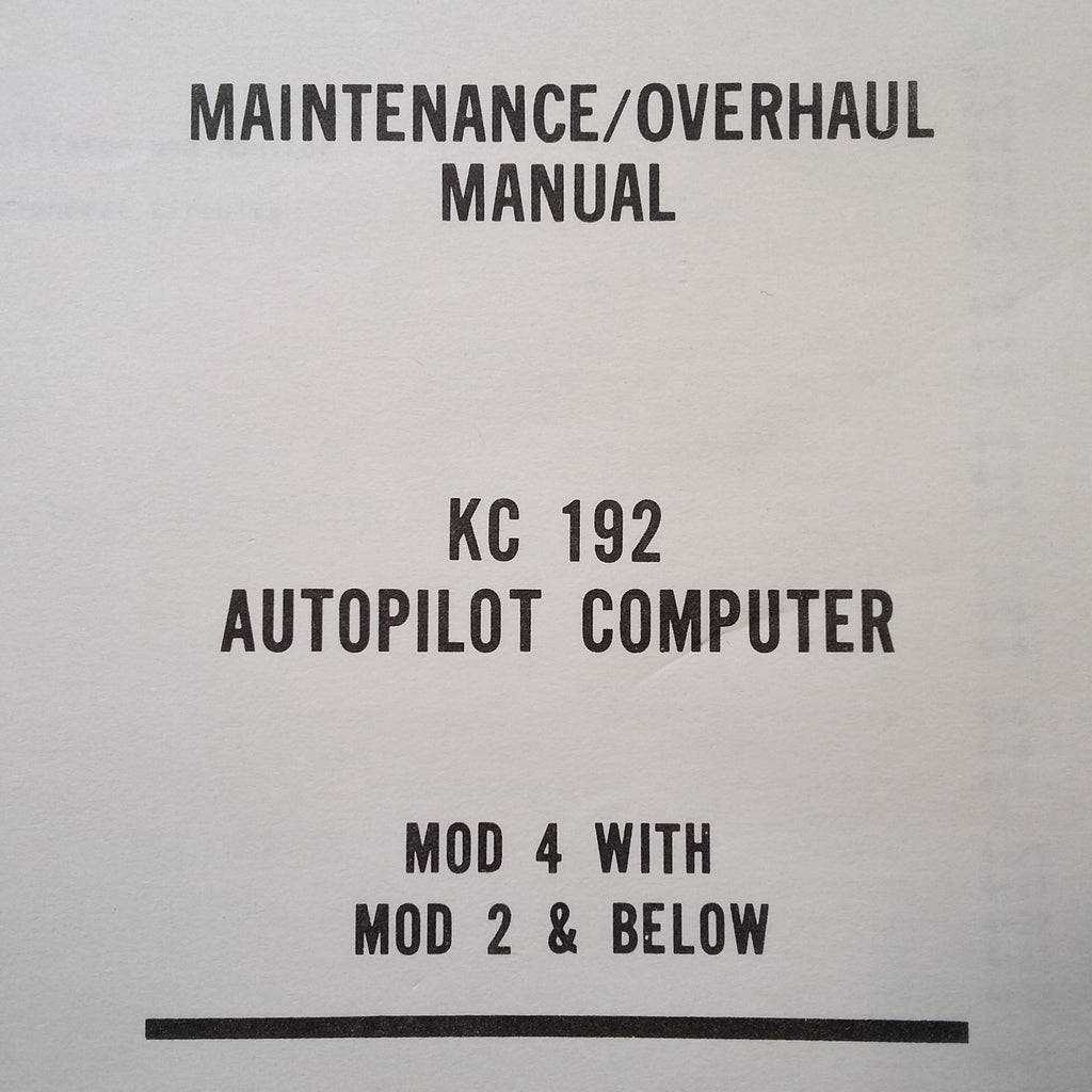 King KC-192 Autopilot Computer Mod 4 Service Manual.