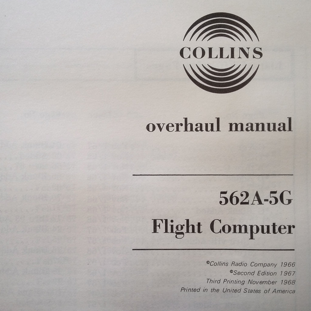 Collins 562A-5G Flight Computer Overhaul Manual.