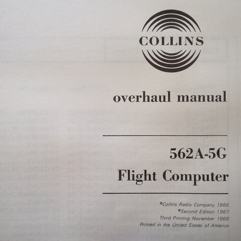 Rockwell Collins 562A-5G Flight Computer Overhaul & Parts Manual