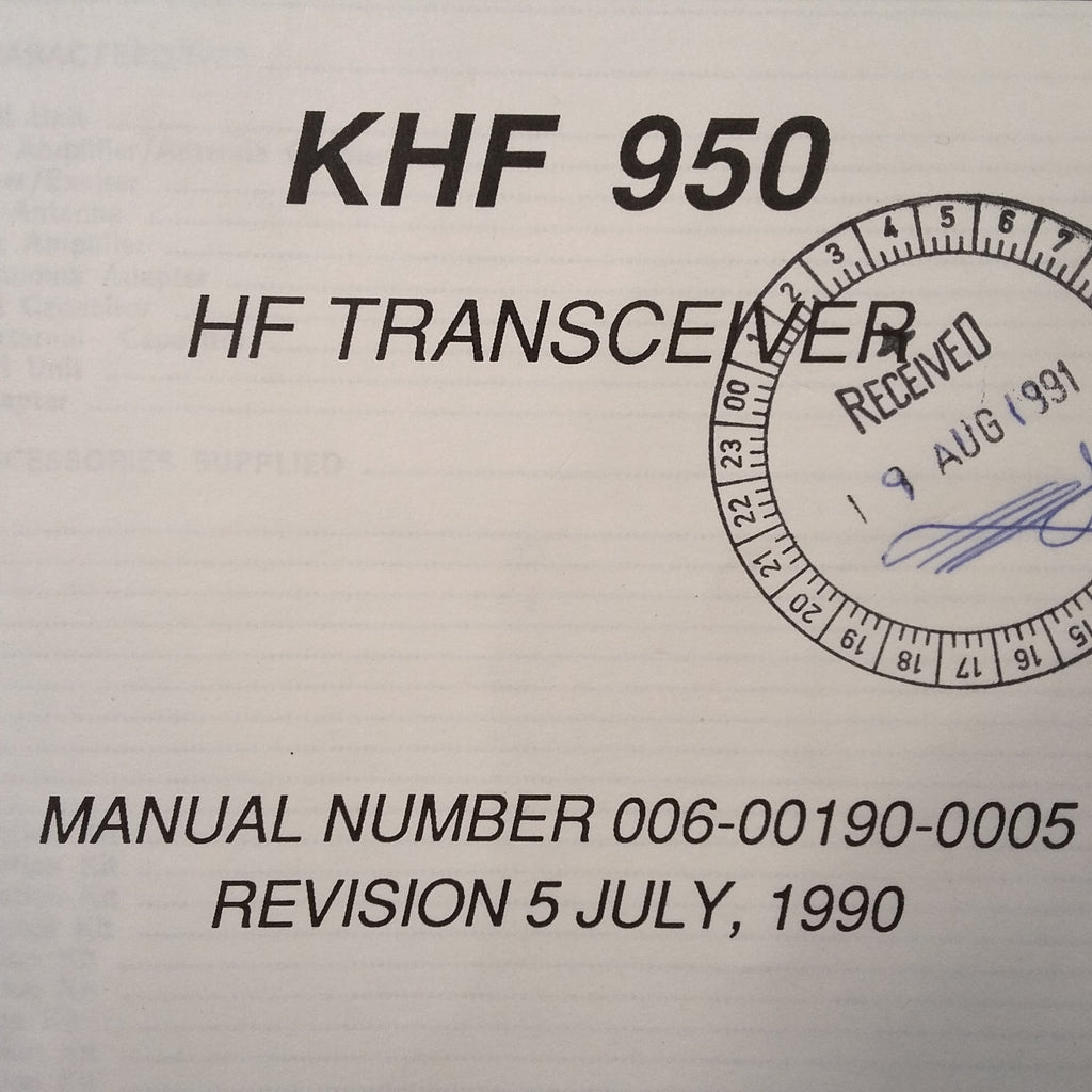 Bendix/King KHF-950 HF Transceiver Install Manual.
