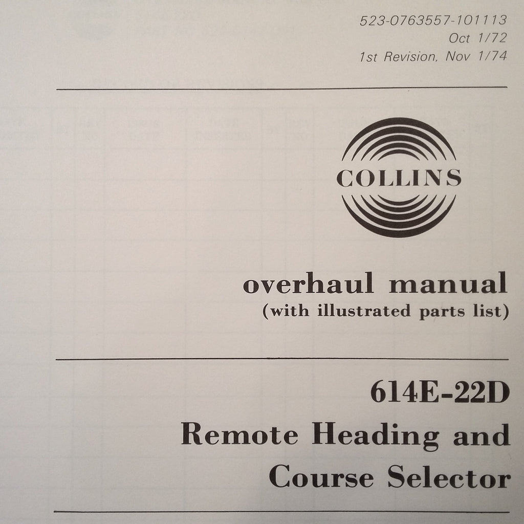 Collins 614E-22D Heading & Course Selector Overhaul Manual.