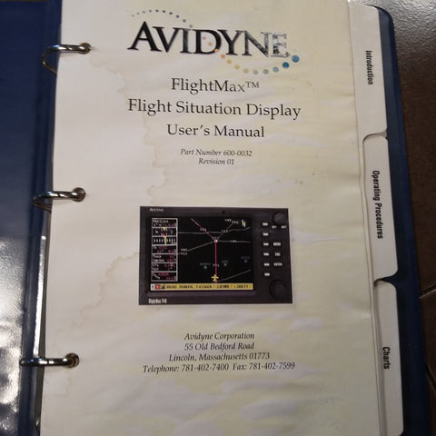 Avidyne FlightMax FSD Flight Situation Display User Manual.