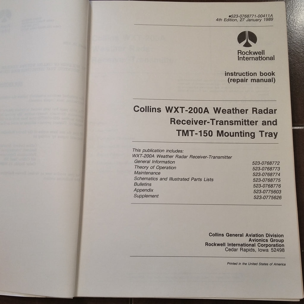 Collins WXT-200A Radar RT Service Manual.