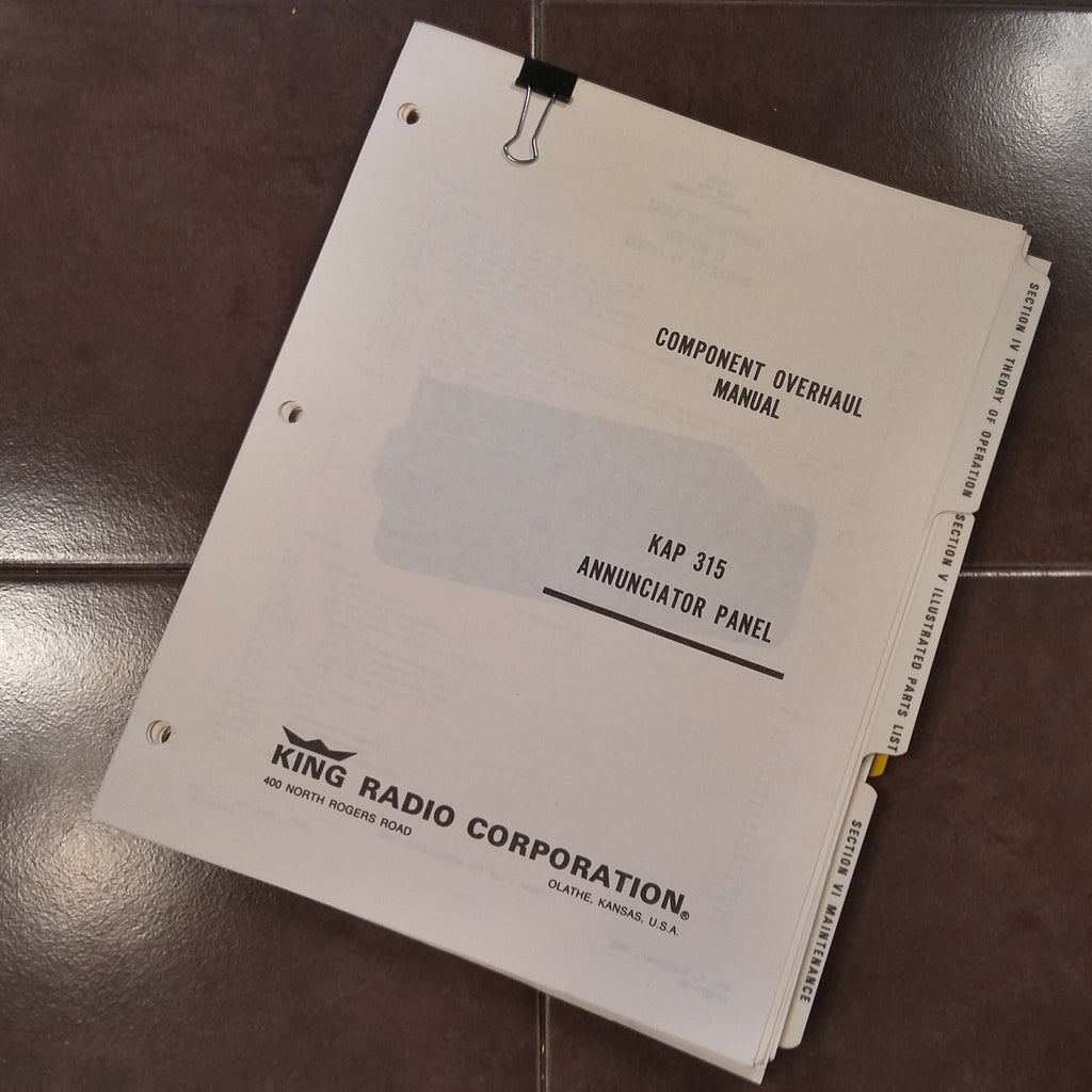 King KAP 315 Annunciator Overhaul Manual.