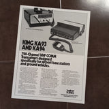 Original King KA-93 & KA-94 Single Sheet Sales Brochure, 8.5 x 11".