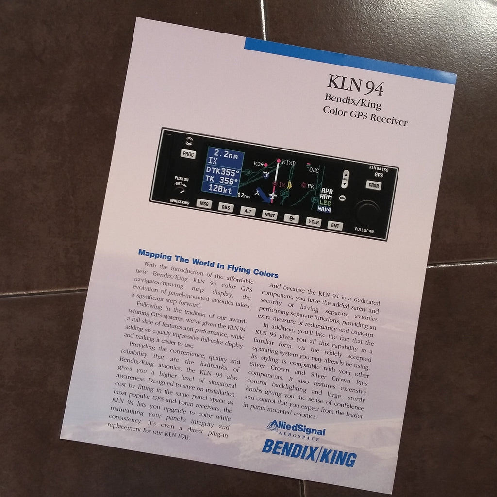 Original Bendix/King KLN 94 Single Sheet, Sales Brochure, 8.5 x 11".