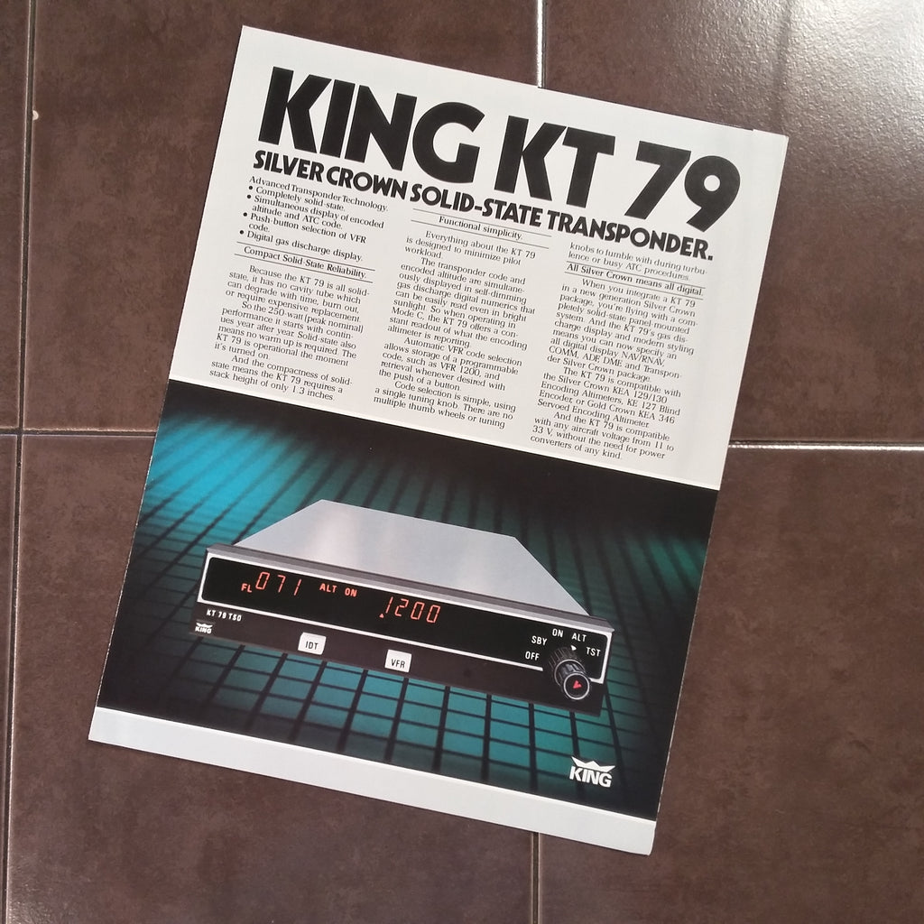 Original King KT 79 Transponder Tri-fold Sales Brochure, 8.5 x 11".