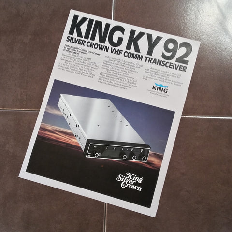 Original King KY 92 Single page Sales Brochure, 8.5 x 11".