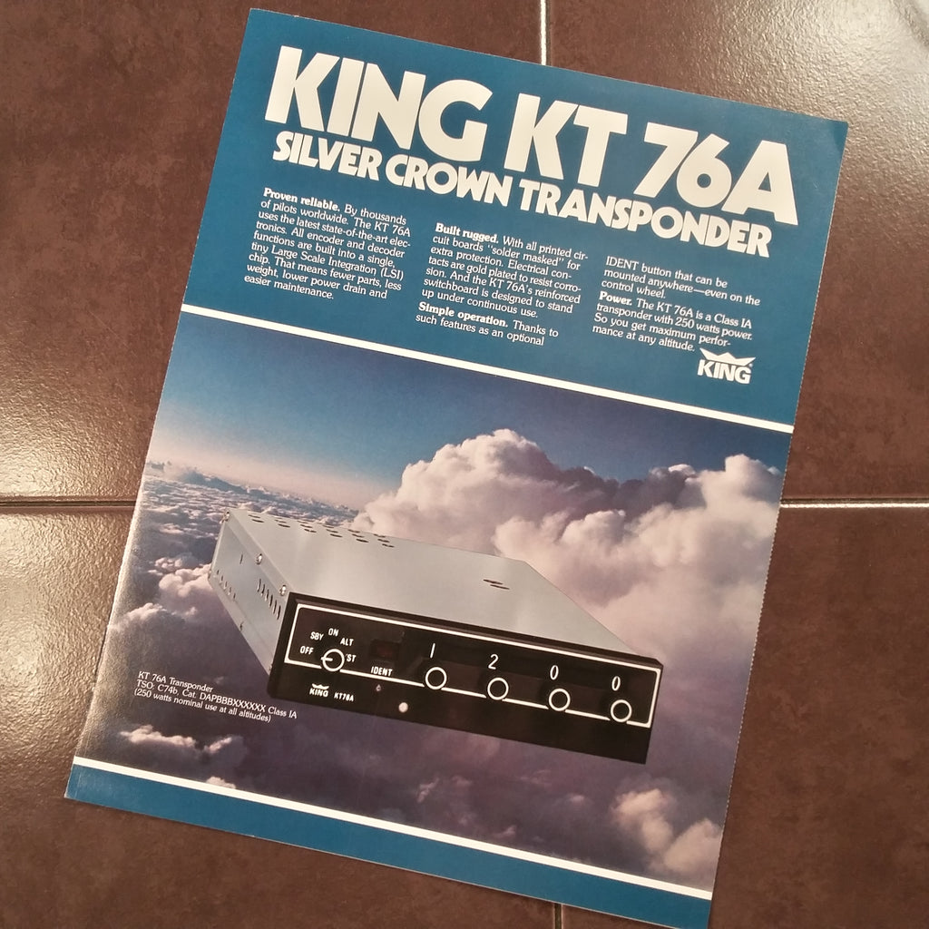 Original Bendix/King KT 76A Transponder Sales Brochure, 4 page, 8.5 x 11".