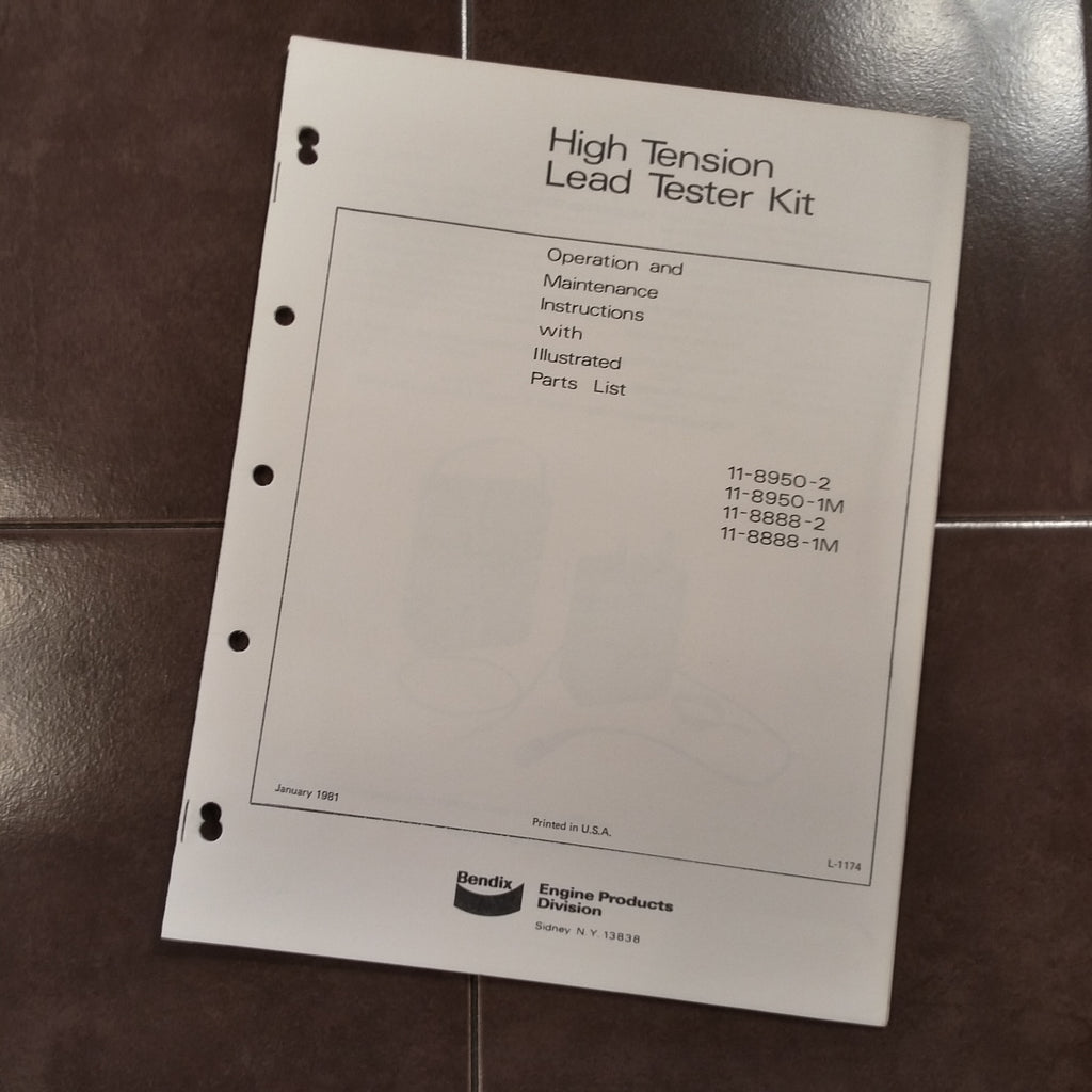Bendix High Tension Lead Tester Kit Operation Maintenance & Parts Manual.