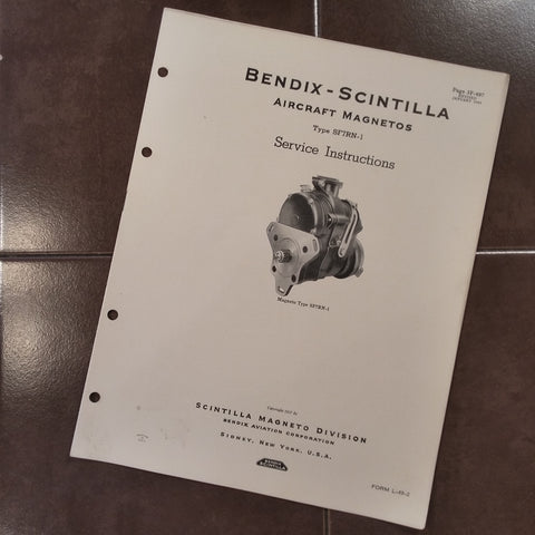 1943 Bendix Scintilla SF7RN-1 Service Instructions Booklet.