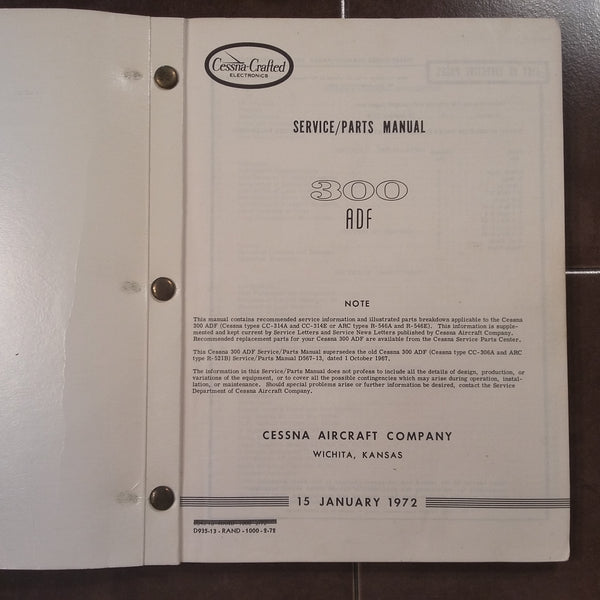 Cessna ARC 300 ADF CC-314A & CC-314E aka 546A/E Install, Service & Par ...