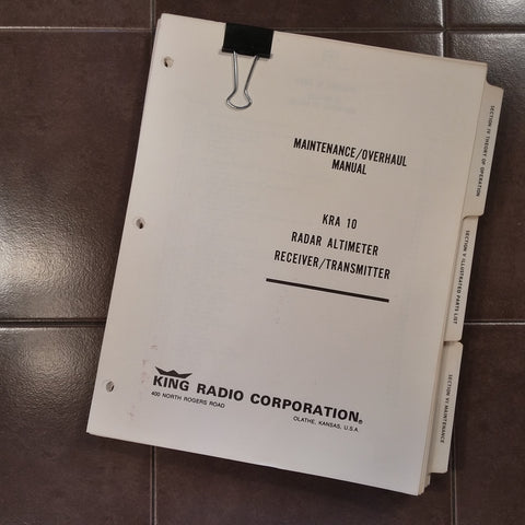 King KRA 10 Maintenance/Overhaul manual.