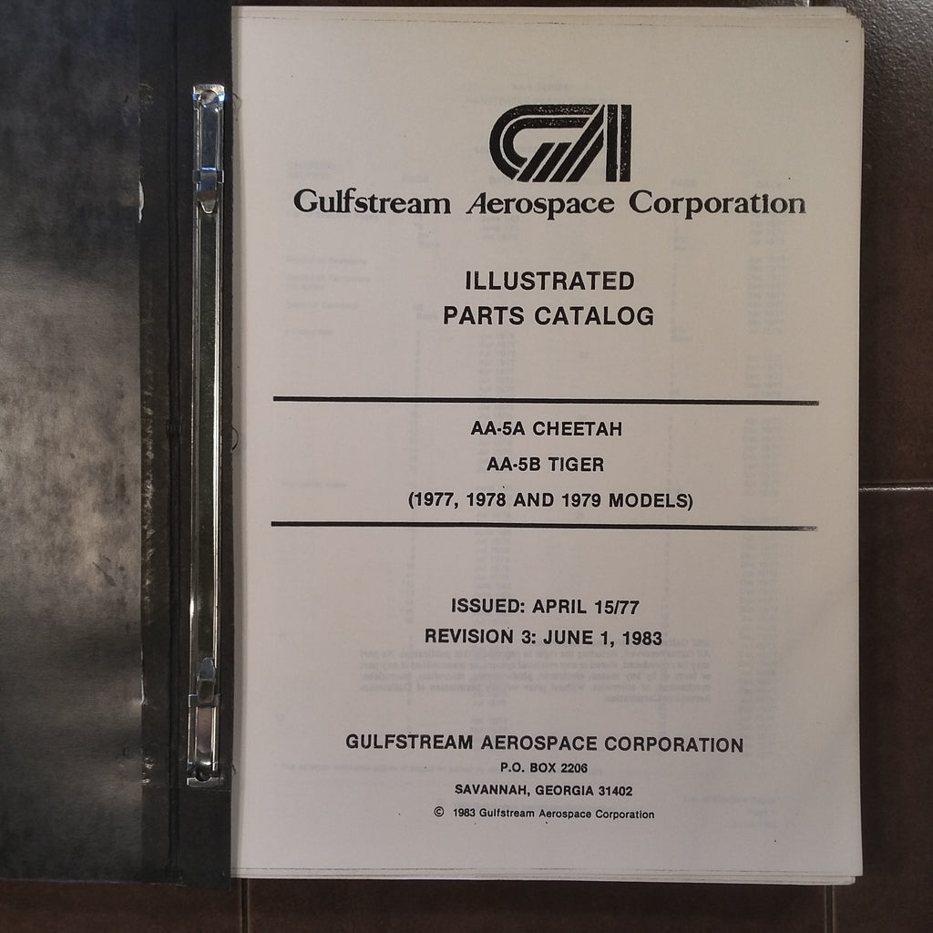 Gulfstream 1977, 1978, 1979 AA-5A Cheetah & AA-5B Tiger Parts Manual.