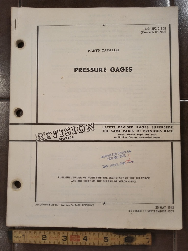 1943 1953 U.S. Gauge, Manning, Auto-Lite & McGrah Pressure Gauges Parts Manual.