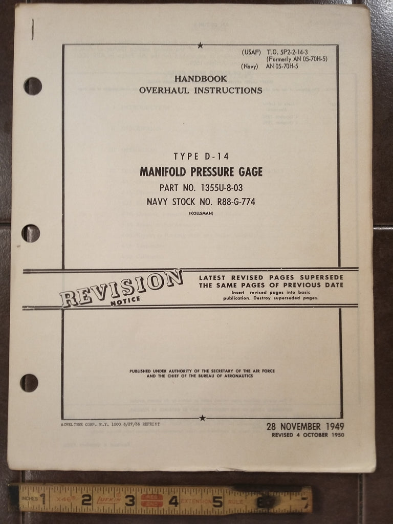 Kollsman Manifold PSI Gauge D-14 Overhaul Manual.