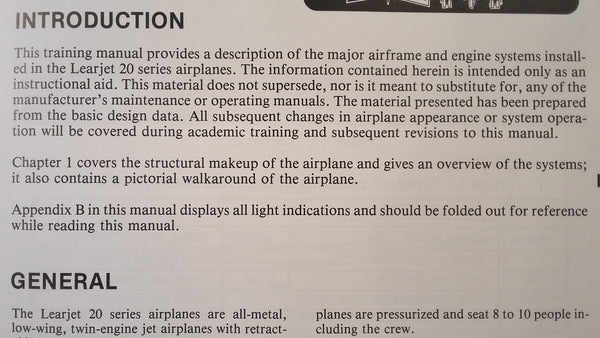 Learjet 20 Series, 23, 24, 24B & 25 Pilot Training Manual. – G's Plane ...