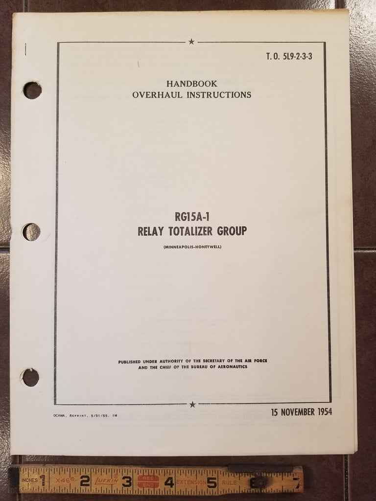 Minneapolis-Honeywell RG15A-1 Relay Totalizer Group Overhaul Manual.