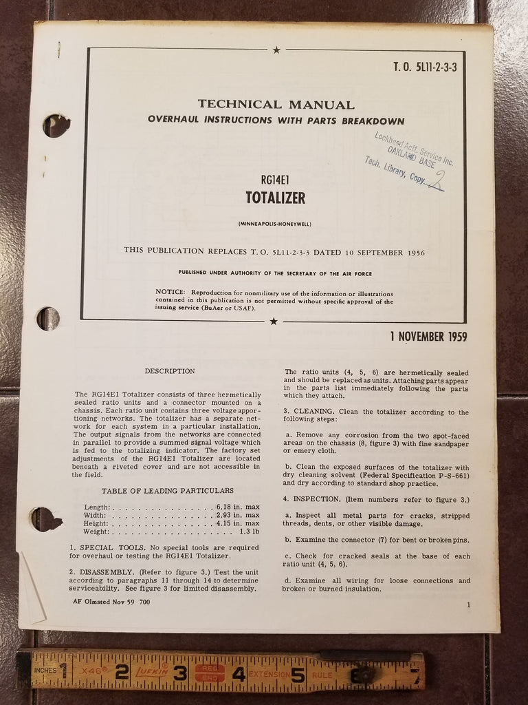 Minneapolis-Honeywell RG14E1 Totalizer Overhaul & Manual.