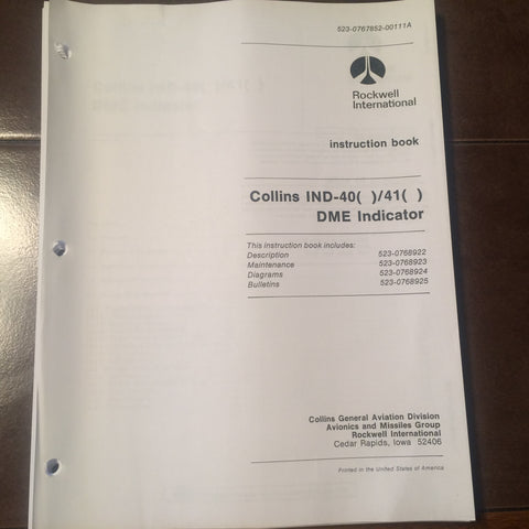 Collins IND 40 & IND 41 Service manual.