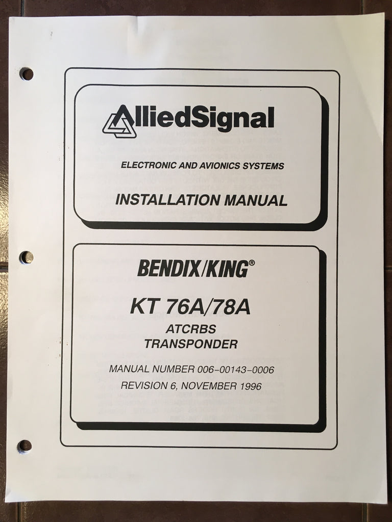 King KT-76A & KT-78A Transponder Install Manual.