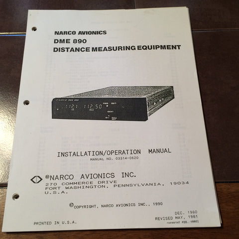 Narco DME-890 Install Manual.