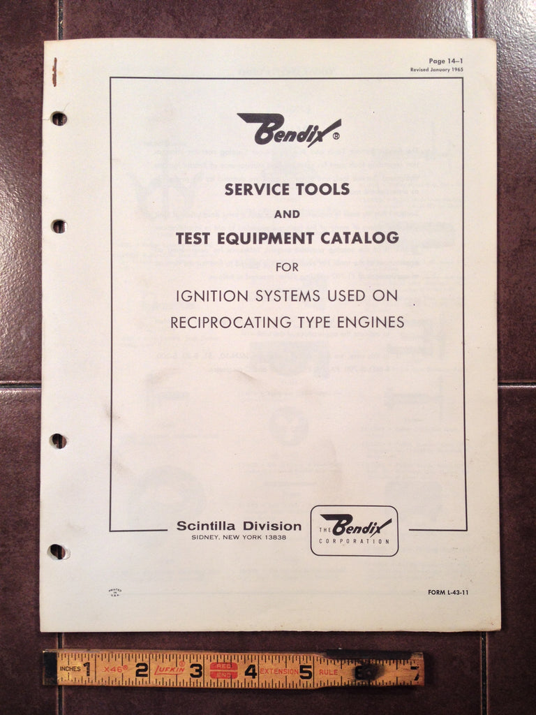 Bendix Scintilla Service Tools & Test Equipment Catalog for Ignitions Systems.