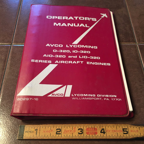 Lycoming O-320, IO-320, AIO-320 & LIO-320 Engine Operator's Manual.