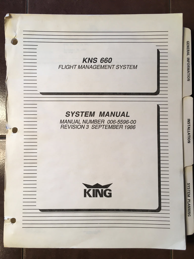 King KNS-660 Flight Management System Manual & Install Manual.