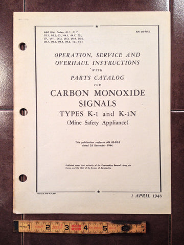 1946 Mine Safety K-1 and K-1N Operation, Service, Overhaul & Parts Manual.