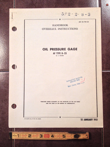 1951 U.S. Gauge, Oil PSI Gauge B-23 Overhaul Manual.