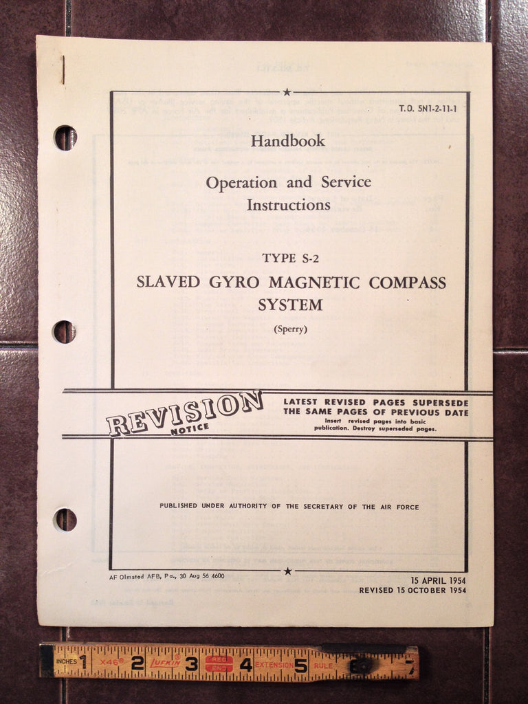 1954 Sperry S-2 Slaved Gyro Compass System Operation & Service Manual.