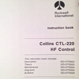 Collins CTL-220 HF Control Service Manual.