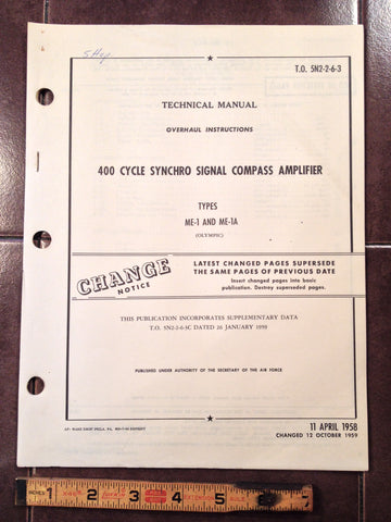 1958 Olympic ME-1 & ME-1A Compass Amplifier Overhaul Manual.