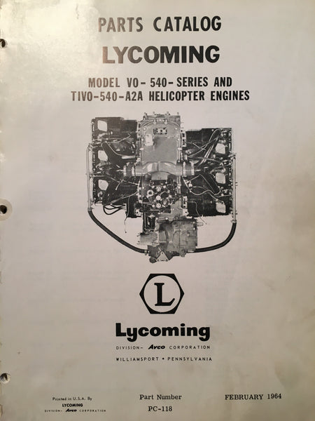 Lycoming VO-540 and TIVO 540-A2A Helicopter Engine Parts Manual. – G's ...