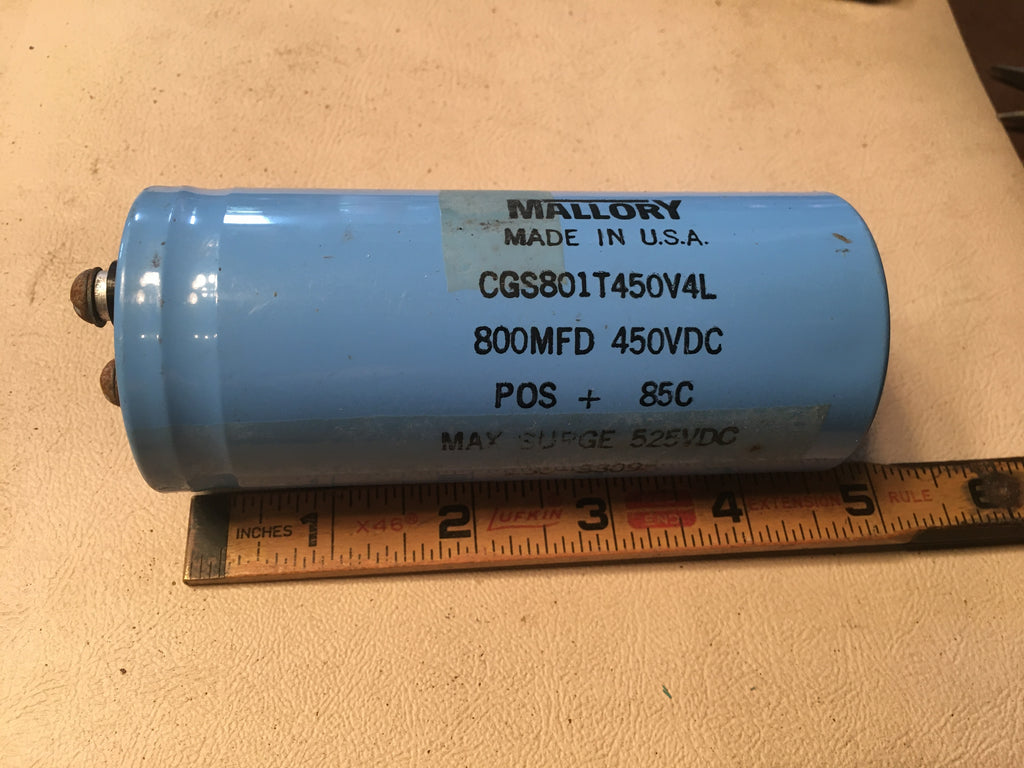 Mallory Electrolytic Capacitor CGS801T450V4L, 800MFD 450VDC.