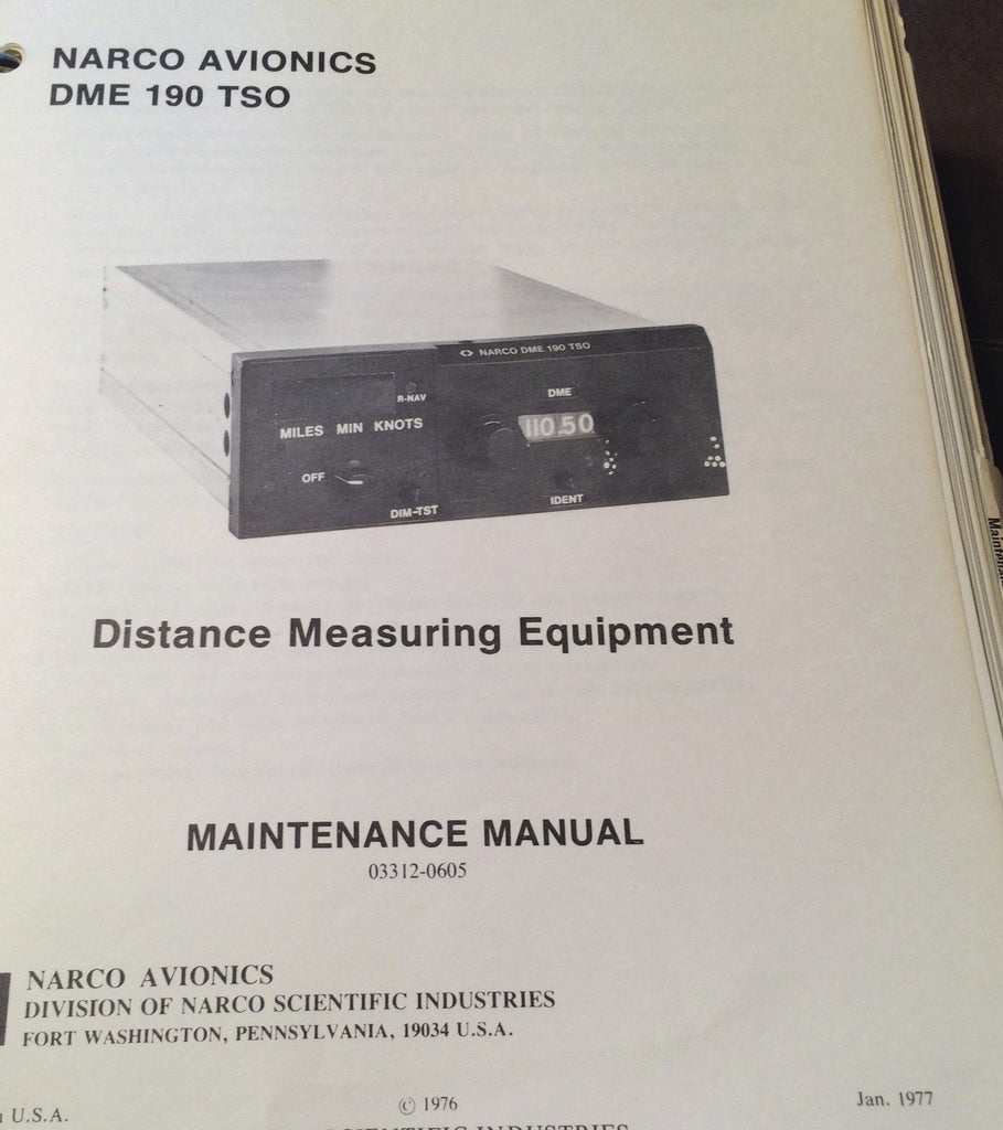 Narco DME 190 Install, Service & Parts Manual.