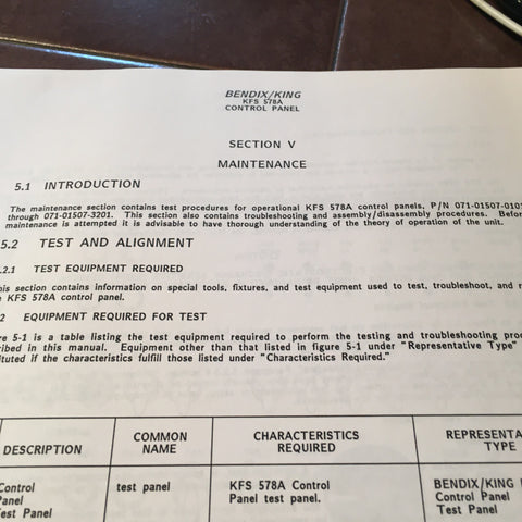 King KFS 578A Mode S Controller Service manual.