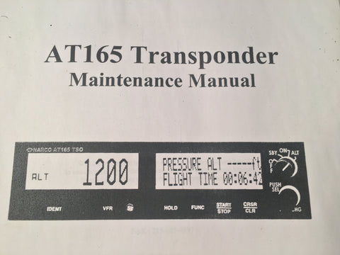 Narco AT165 AT-165 Transponder Maintenance Manual.