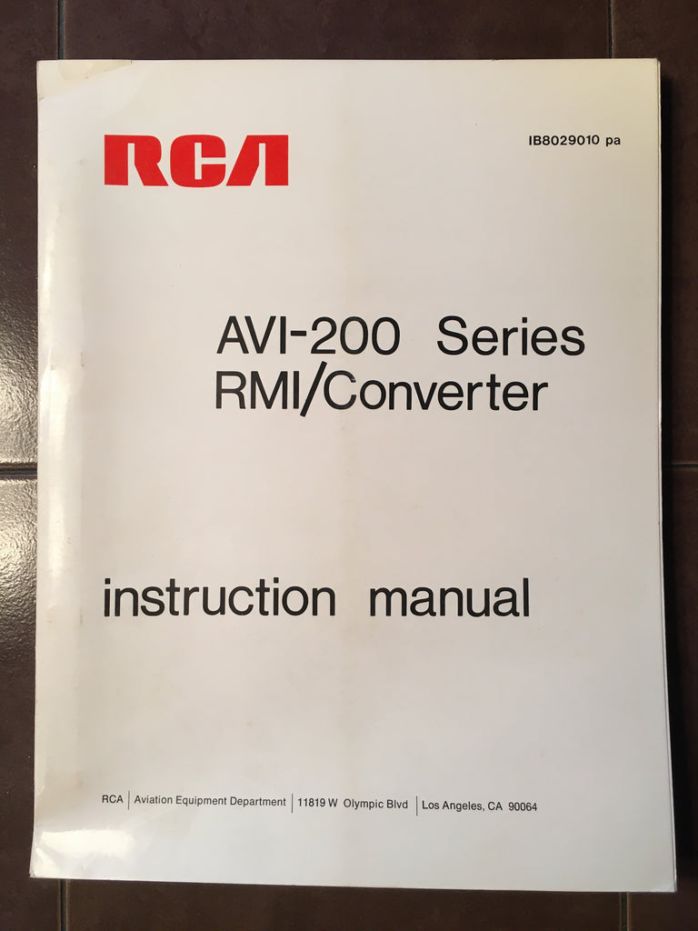 RCA AVI-200, AVI-201 & AVI-202 Install, Service Manual.