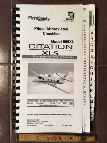 Cessna Citation XLS, Model 560XL Emergency Abnormal Procedure Checklist.