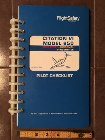 FlightSafety Cessna Citation VI, Model 650 Emergency & Abnormal Pilot's Abbreviated Checklist.